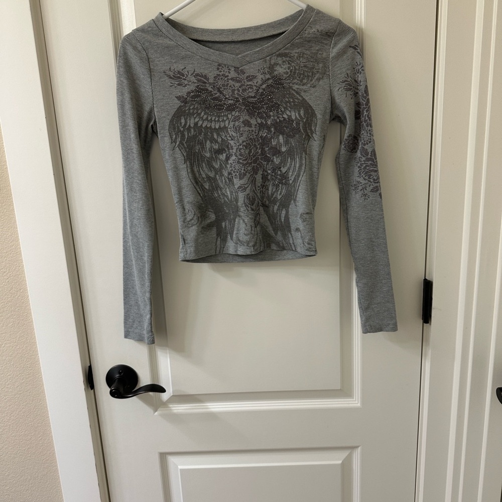 Gray Long Sleeve Women's Top